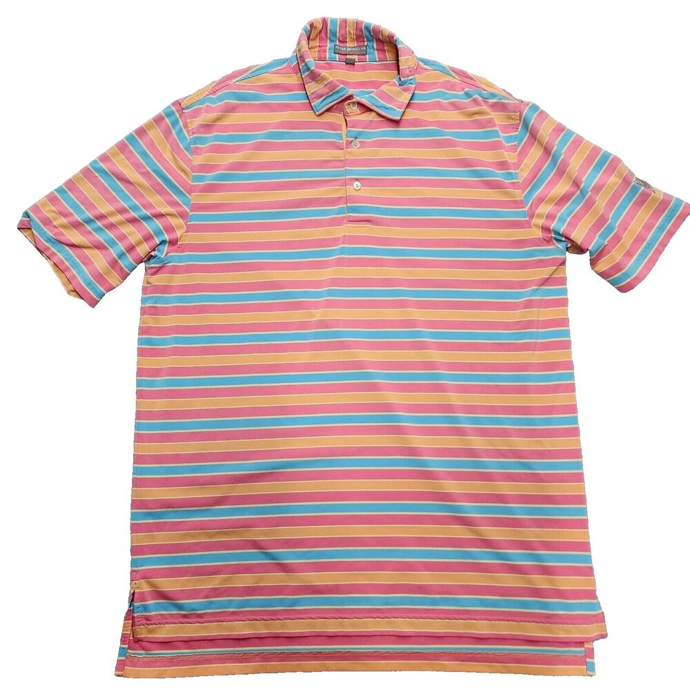 Peter Millar Men's Summer Comfort Colorful Striped Shirt Size Large
